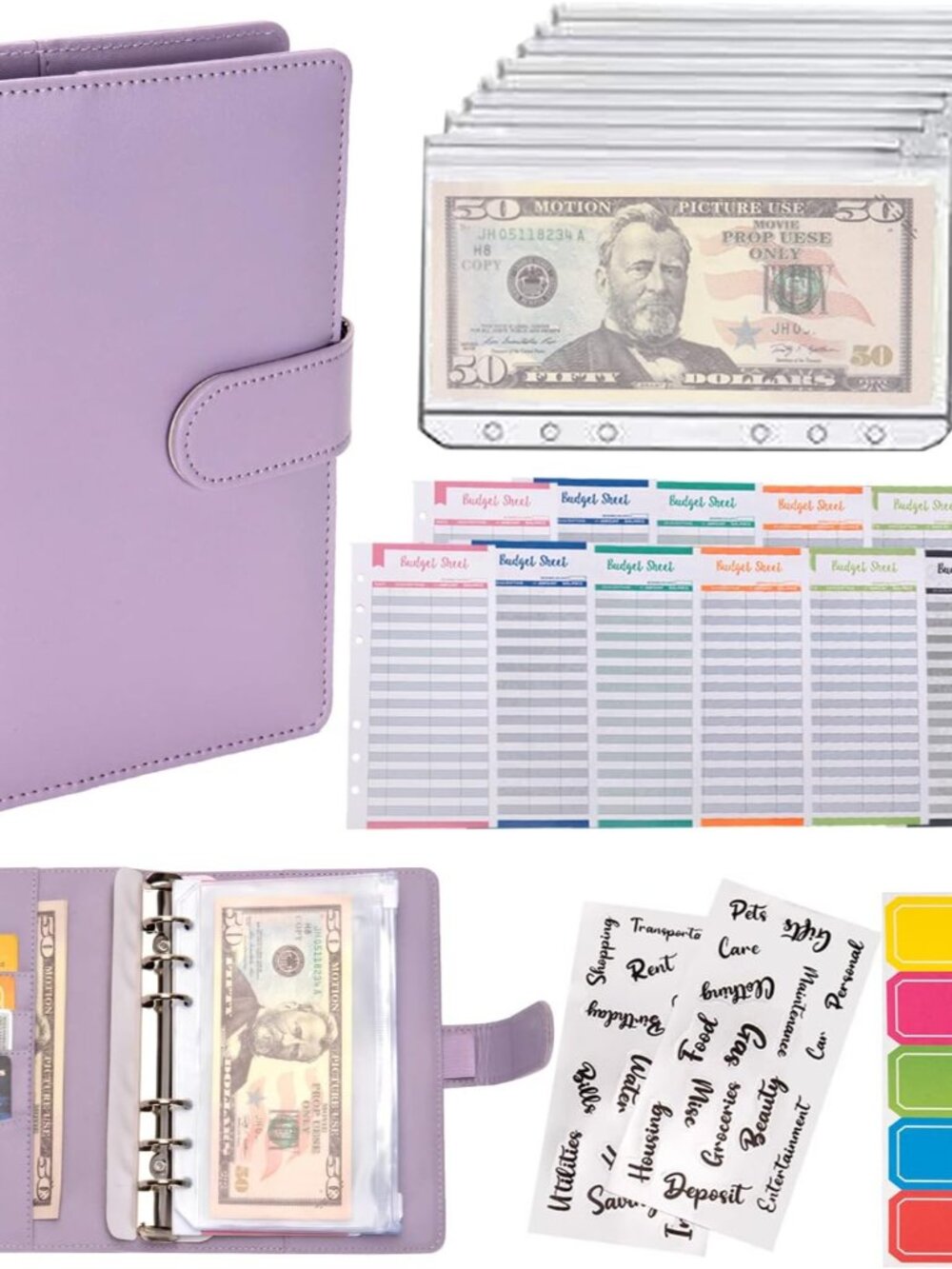 Budget Binder A6 Money Saving Binder with Zipper Cash Envelopes